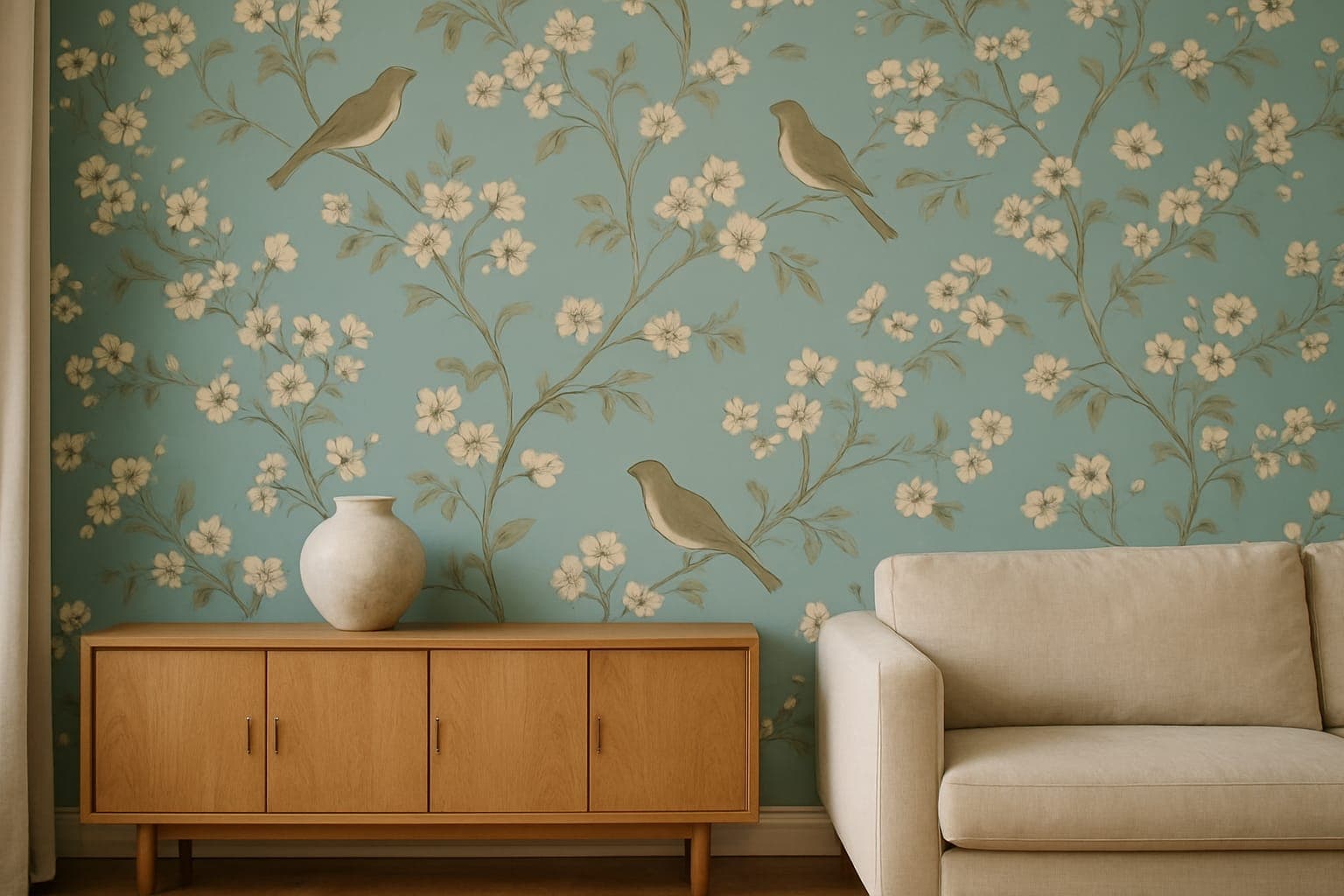 A repeating pattern shown on a room wall