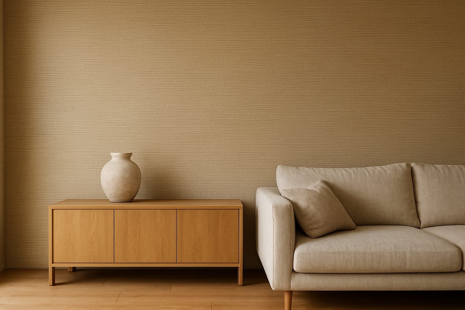 Grasscloth Look faux grasscloth wallpaper in a room