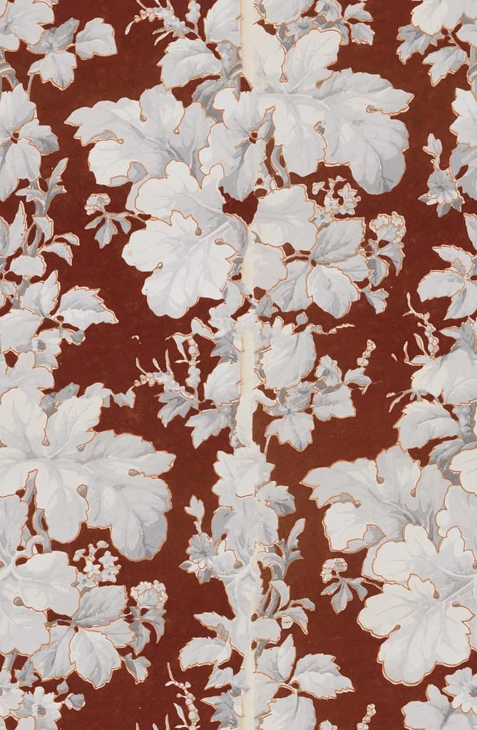 Oxblood Blooms, c. 1810 pattern detail