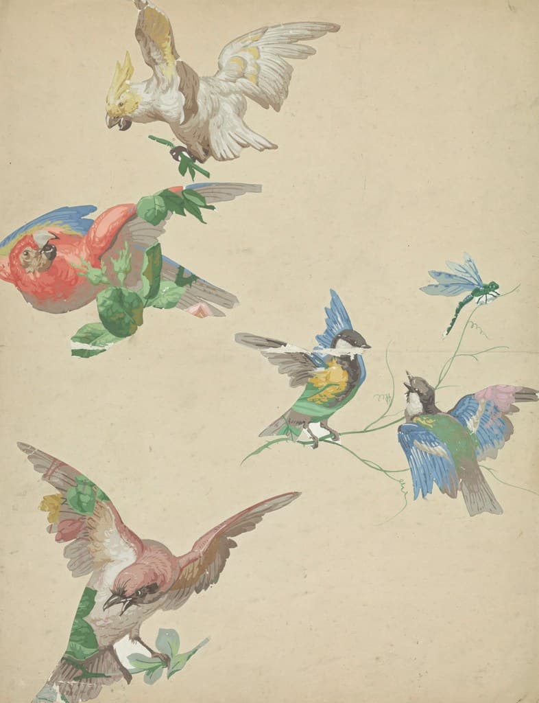 Painted Birds, c. 1760 pattern detail