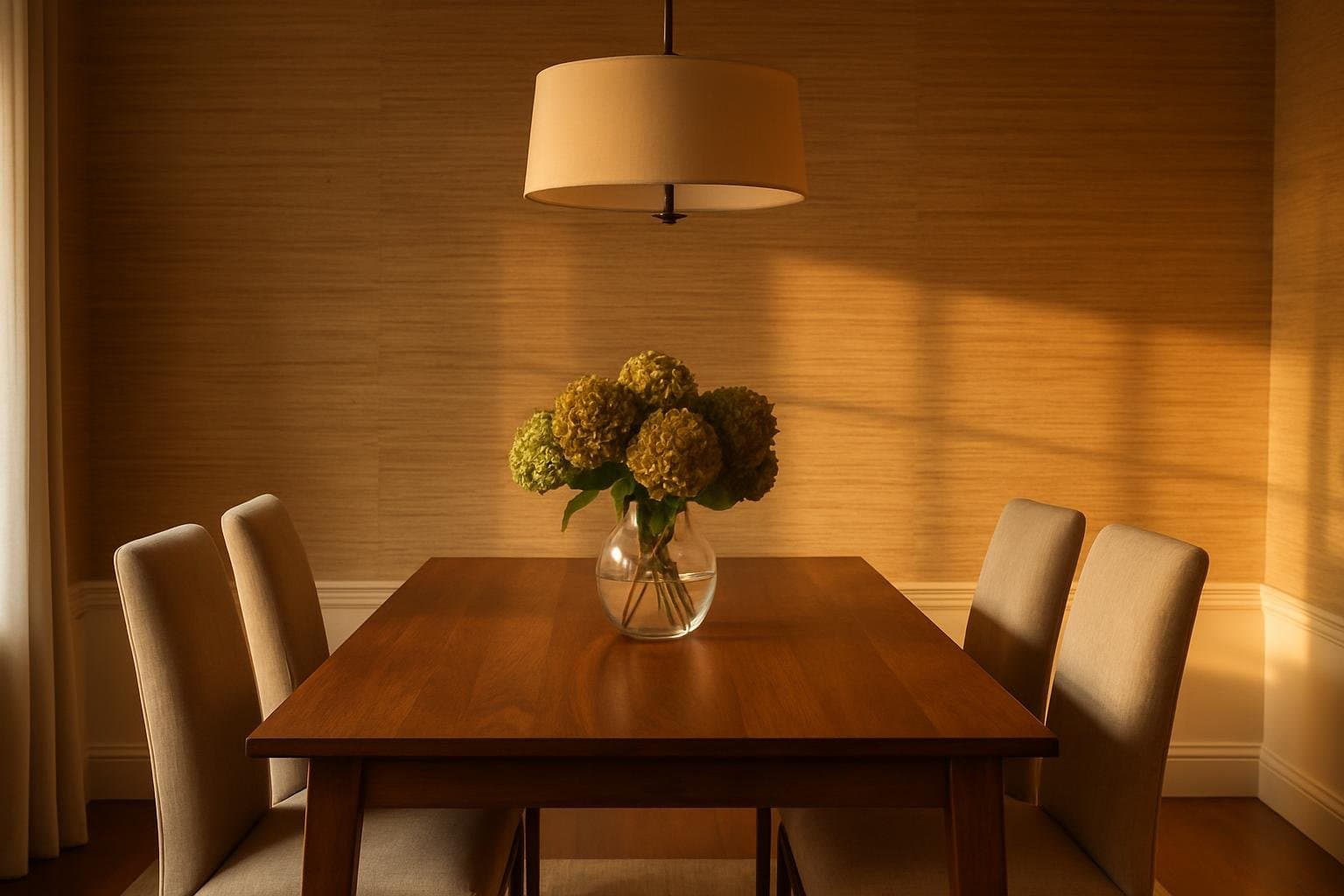Seagrass Weave faux grasscloth wallpaper in a room
