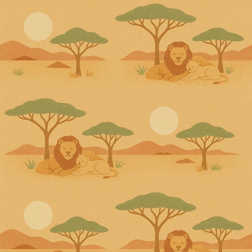 Sun & Lions pattern detail