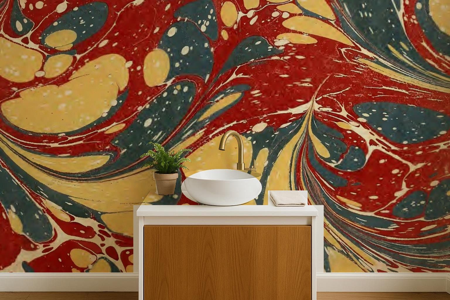 Combed Marble in a powder room