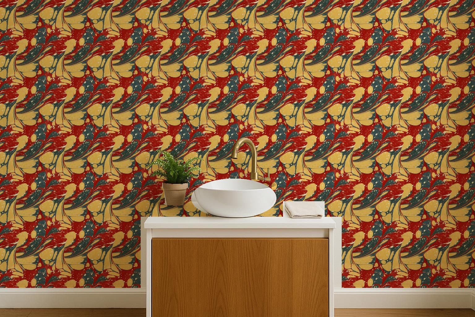 Combed Marble in a powder room