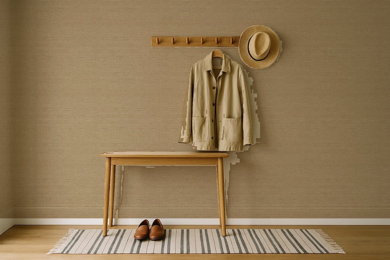 Grasscloth Look in a entry and hallway