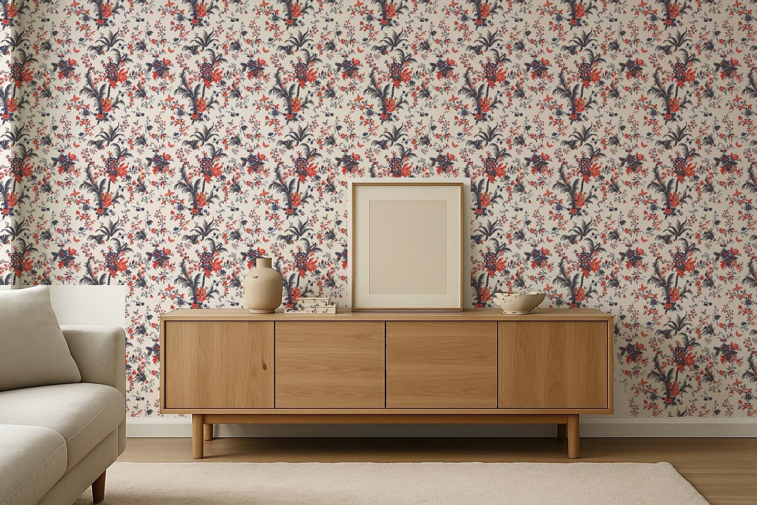 Indienne Chintz, 1770 on a living room wall