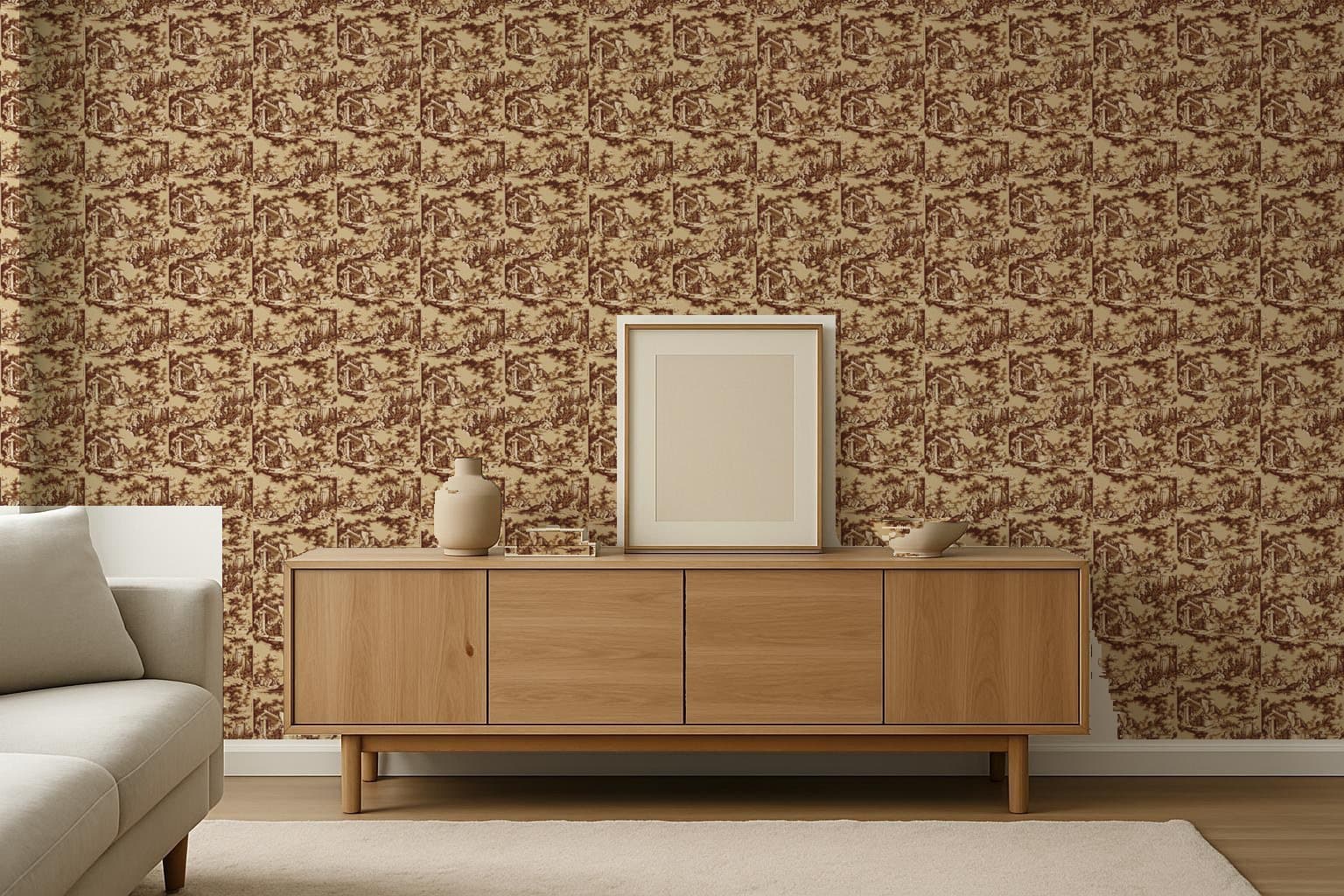 Pastoral Toile, 1842 on a living room wall