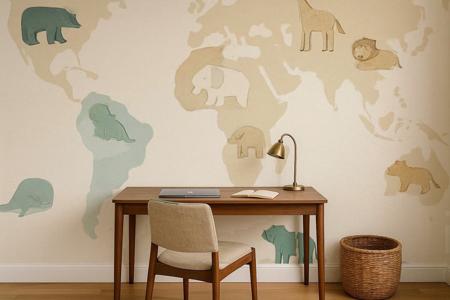 Soft World Map in a home office